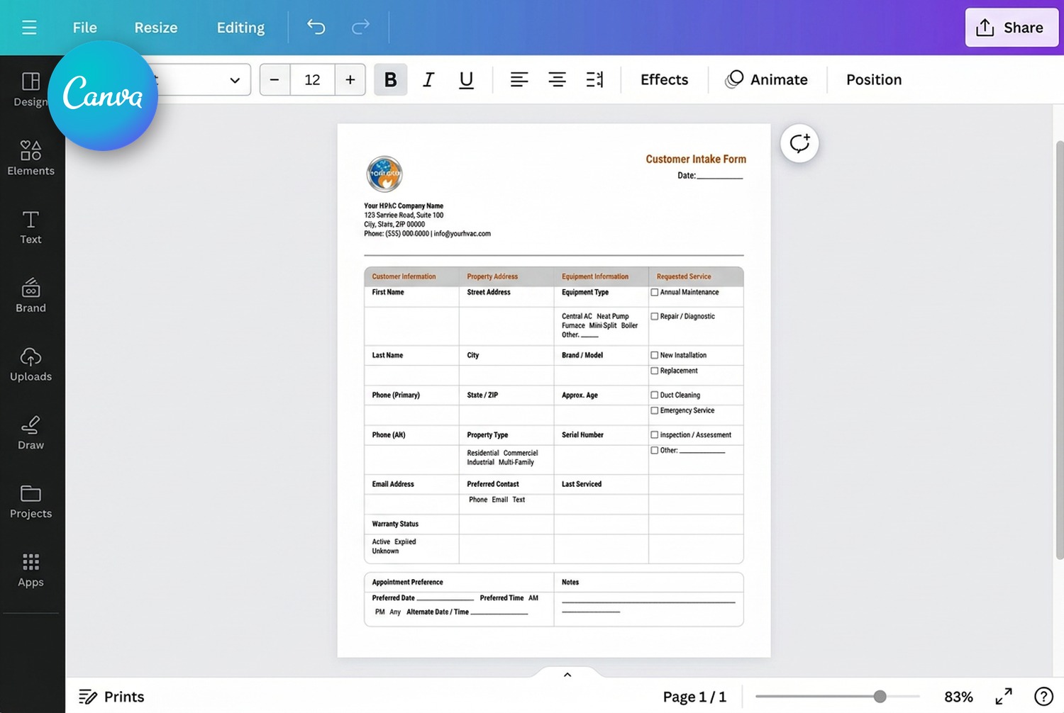 Canva format preview
