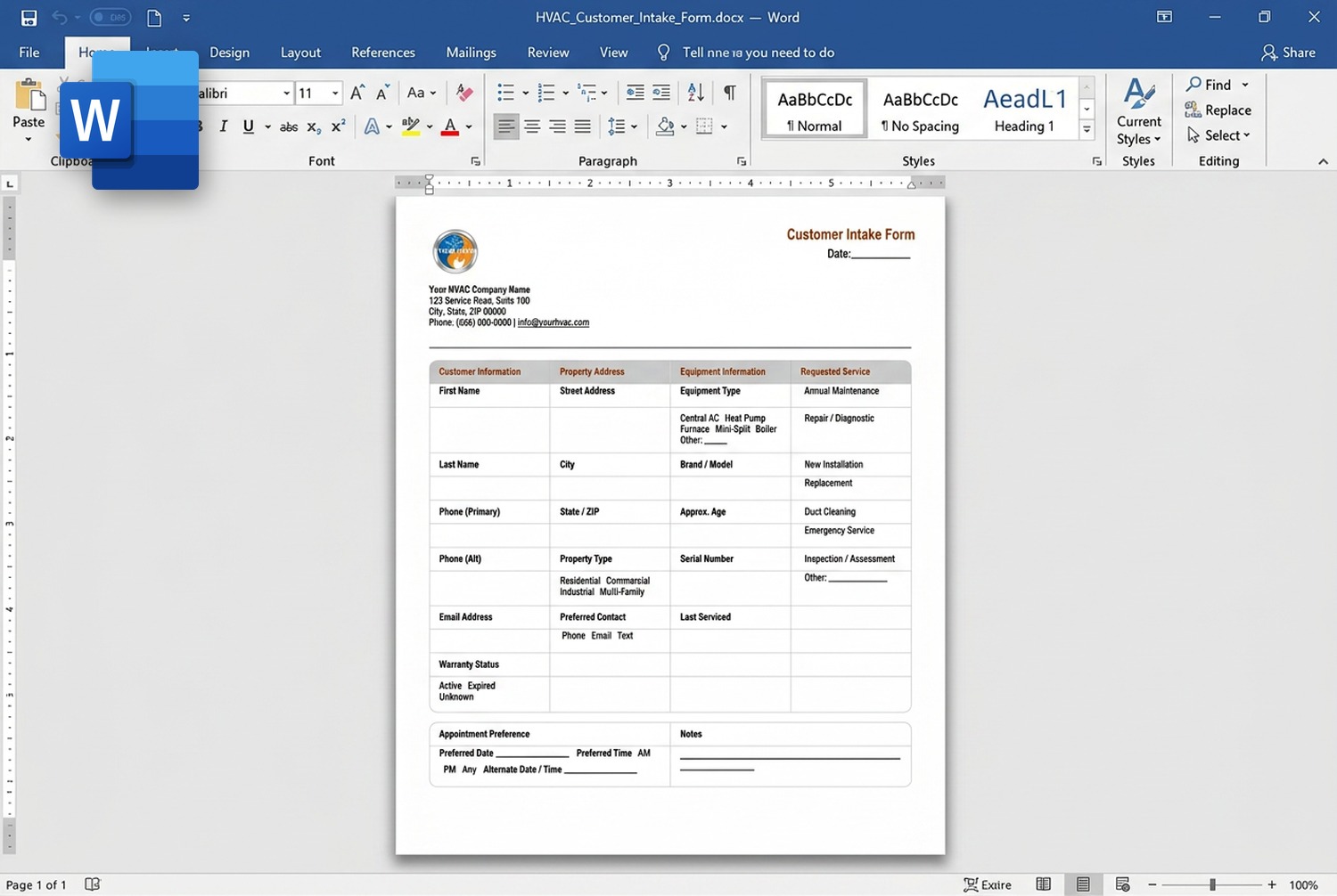 Microsoft Word format preview